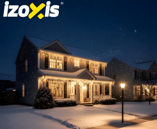 Karácsonyi kültéri jégcsap fényfüzér 15 méter 300 LED Meleg fehér