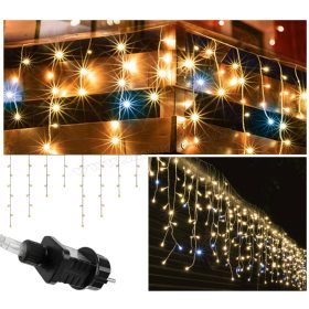   Karácsonyi kültéri jégcsap fényfüzér 6 méter 100 LED Meleg fehér
