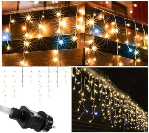 Karácsonyi kültéri jégcsap fényfüzér 6 méter 100 LED Meleg fehér