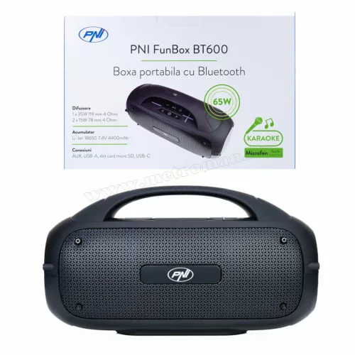 Hordozható Bluetooth hangszóró PartyBox vezeték nélküli mikrofonnal PNI FunBox BT600