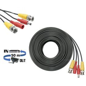   Szerelt kamera kábel táp csatlakozóval BNC-DC Kábel 50 m CCTV50M