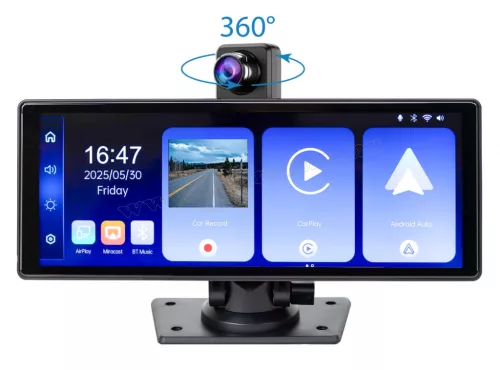 CarPlay és Android Auto autós multimédia kijelző, első-hátsó DVR menetrögzítő kamera AHD tolatókamerával PNI D1026