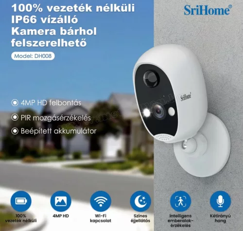 Wifi okos kaputelefon vezeték nélküli LCD monitorral és kamerával SriHome DH051-DH002-DH008