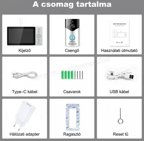 Wifi okos kaputelefon vezeték nélküli LCD monitorral SriHome DH051-DH002