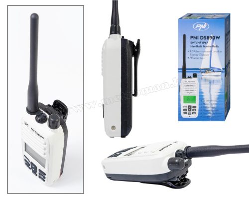 Hordozható VHF hajó rádió állomás, adó vevő fehér DS890WIP67 Marine