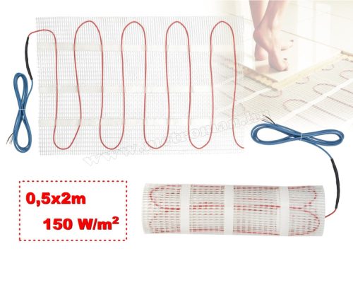 Elektromos padlófűtés, fűtőszőnyeg járólap alá 0,5x2m 150Watt HOME FHC010