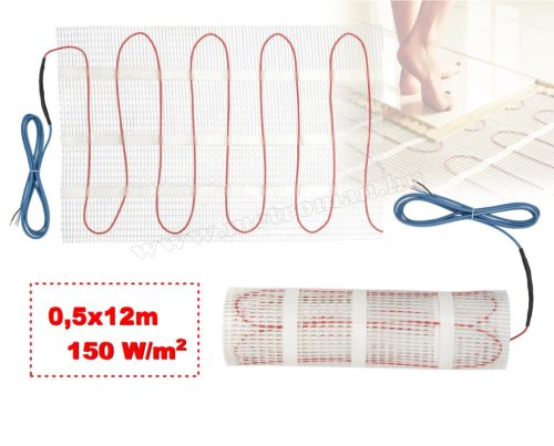 Elektromos padlófűtés, fűtőszőnyeg járólap alá 0,5x12m 900Watt HOME FHC060
