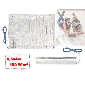   Elektromos padlófűtés, fűtőszőnyeg melegburkolat alá 0,5x4m 300Watt HOME FHW020