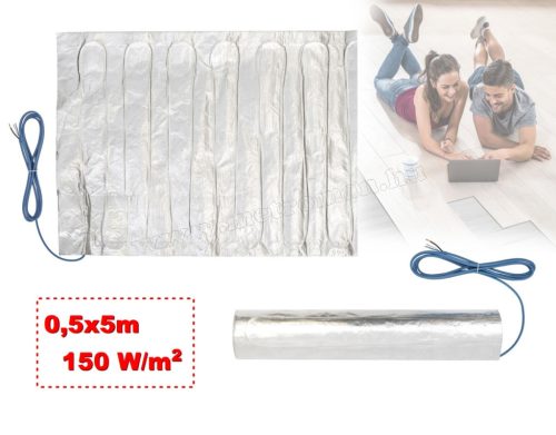 Elektromos padlófűtés, fűtőszőnyeg melegburkolat alá 0,5x5m 375Watt HOME FHW025