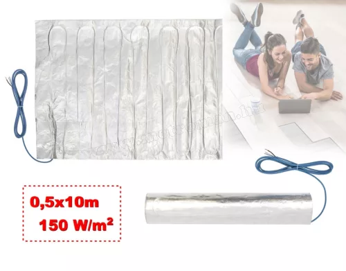 Elektromos padlófűtés, fűtőszőnyeg melegburkolat alá 0,5x10m 750Watt HOME FHW050