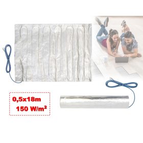   Elektromos padlófűtés, fűtőszőnyeg melegburkolat alá 0,5x18m 1350Watt HOME FHW090