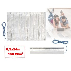   Elektromos padlófűtés, fűtőszőnyeg melegburkolat alá 0,5x24m 1800Watt HOME FHW120