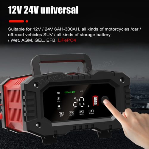 Intelligens automata akkumulátor töltő Geti GCA003 12V 20A/24V 10A