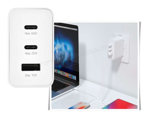 Hálózati USB / 2 x USB-C töltő adapter fehér GSM1056WH