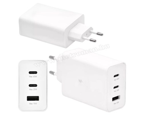 Hálózati USB / 2 x USB-C töltő adapter fehér GSM1056WH