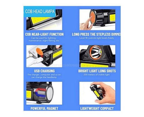 Akkumulátoros COB LED fejlámpa GZ15824