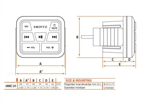 Vízálló cockpit távirányító hajó rádióhoz Hertz HMCU1