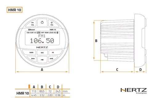 Bluetooth MP3 Hajó rádió digitális médialejátszó Hertz HMR10