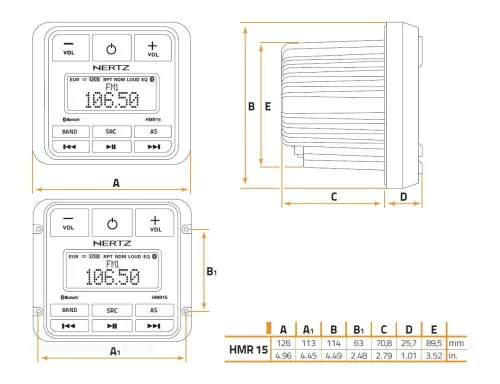 Bluetooth MP3 Hajó rádió digitális médialejátszó Hertz HMR15