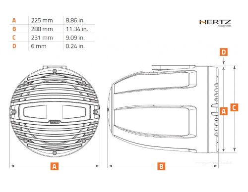 Vízálló hajó hangszóró Marine Tower Hertz HTX8MFLW