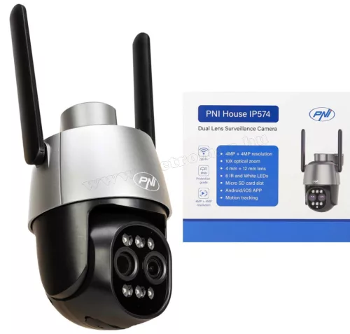 Kültéri WIFI megfigyelőkamera 10x optikai Zoommal PTZ vezérléssel PNI IP574-DualCam CamHi PRO