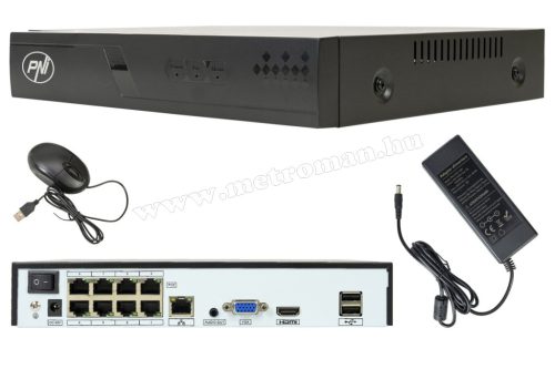 POE NVR rögzítő IP kamerákhoz, 16 csatorna 4K 8MP, 8 POE csatorna PNI House IP716J