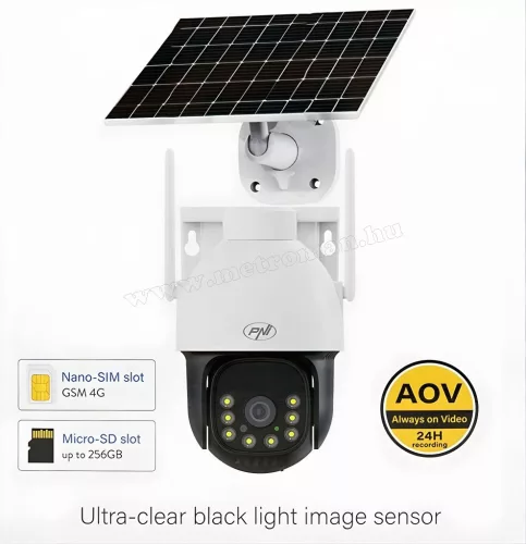 Napelemes 4G Sim kártyás kültéri megfigyelőkamera PNI IP74-4G-Solar HiEasy