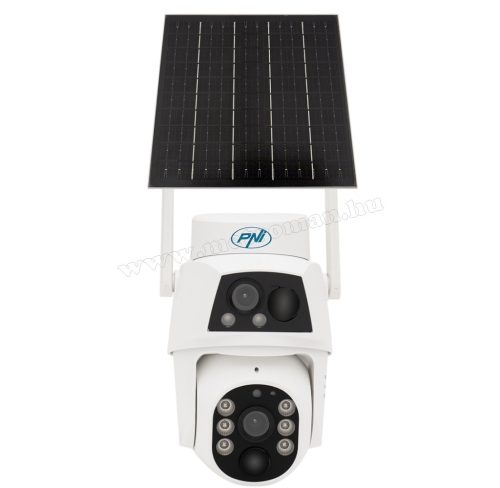 Vezeték nélküli Napelemes Wifi kamera, Android iPhone Wifi kültéri megfigyelő kamera PNI IP794-4MP DUAL-CAM CamHipro