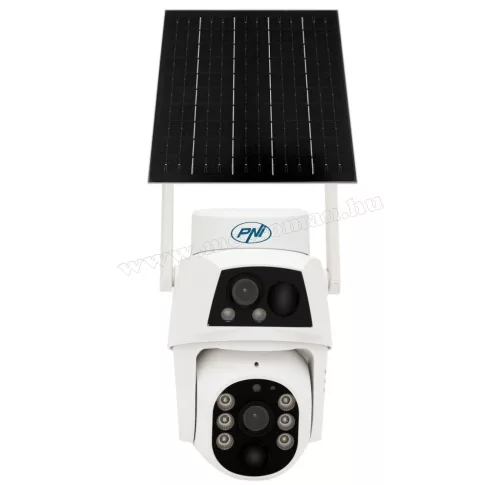 Vezeték Nélküli 4G Napelemes Kamera, SIM Kártyás Duál Lencsés Kültéri Megfigyelő kamera PNI IP894-DualCam CamHi Pro 