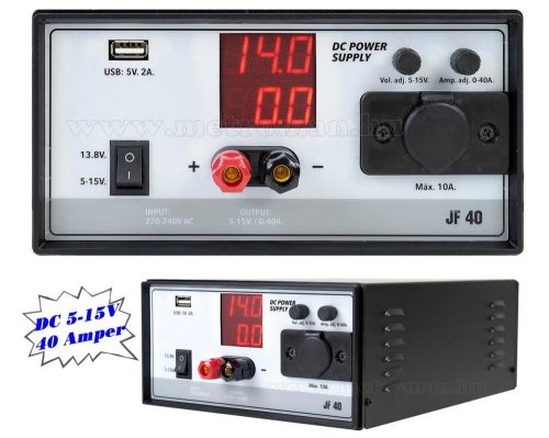 Univerzális szabályozható Szerviz és Labor tápegység 5-15 Volt 40 Amper Jetfon JF-40 