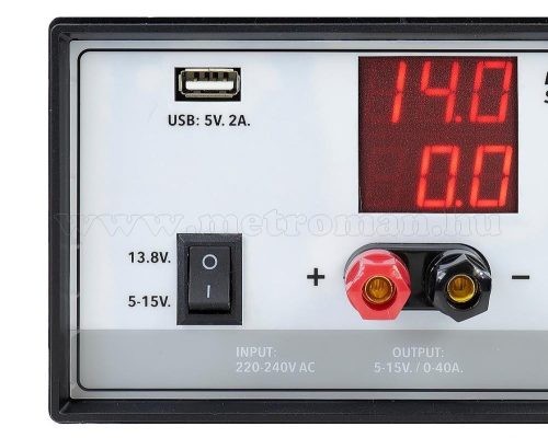 Univerzális szabályozható Szerviz és Labor tápegység 5-15 Volt 40 Amper Jetfon JF-40 