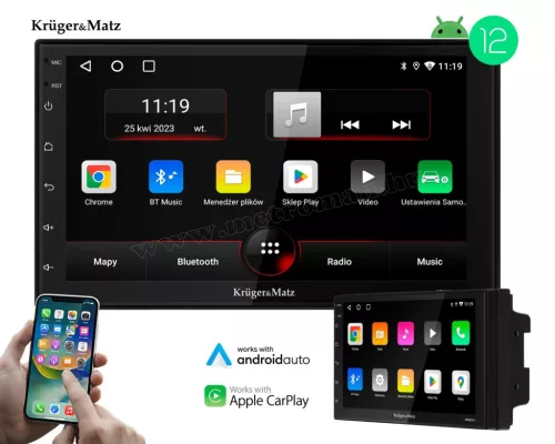 Apple CarPlay és Android Auto 2DIN Multimédia fejegység KM2010-1BT