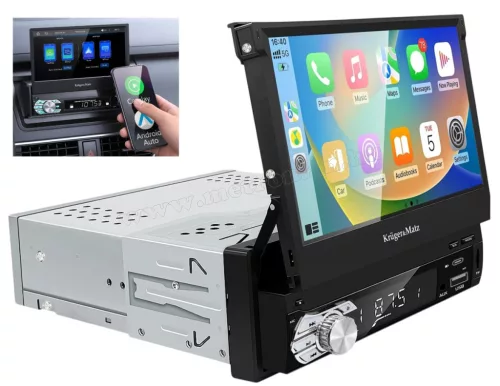 Apple CarPlay és Android Auto 1DIN Multimédia fejegység 7"-os motoros LCD érintőképernyővel Kruger&Matz KM2018