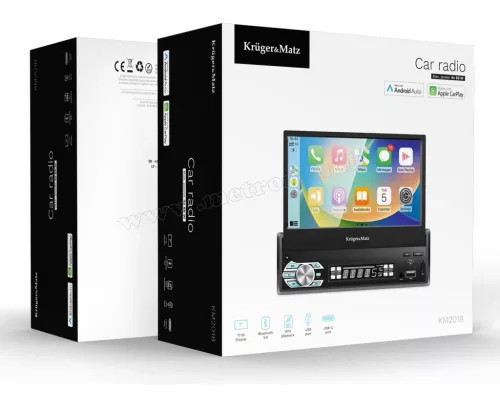 Apple CarPlay és Android Auto 1DIN Multimédia fejegység 7"-os motoros LCD érintőképernyővel Kruger&Matz KM2018