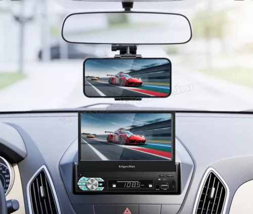 Apple CarPlay és Android Auto 1DIN Multimédia fejegység 7"-os motoros LCD érintőképernyővel Kruger&Matz KM2018