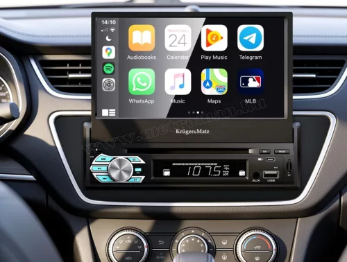 Apple CarPlay és Android Auto 1DIN Multimédia fejegység 7"-os motoros LCD érintőképernyővel Kruger&Matz KM2018