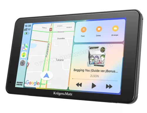 Android Auto és Apple CarPlay autós multimédia kijelző tolatókamerával Krüger&Matz KM2020 7"