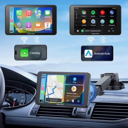 Android Auto és Apple CarPlay autós multimédia kijelző tolatókamerával Krüger&Matz KM2020 7"