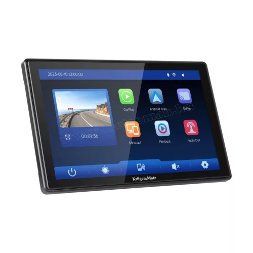 Univerzális 9" autós CarPlay Android Auto multimédia monitor tolatókamerával Krüger&Matz KM2022