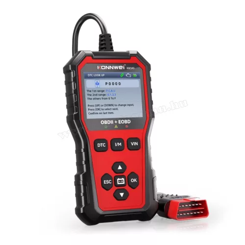 Konnwei KW340 OBD2 hibakód olvasó és törlő autódiagnosztikai műszer, 2,8” színes kijelzővel