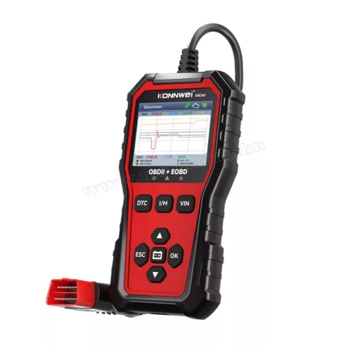 Konnwei KW340 OBD2 hibakód olvasó és törlő autódiagnosztikai műszer, 2,8” színes kijelzővel