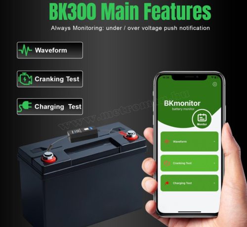 Bluetooth akkumulátortesztelő és figyelő Konnwei BK300 12V/24V