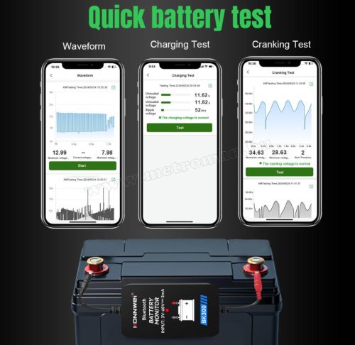 Bluetooth akkumulátortesztelő és figyelő Konnwei BK300 12V/24V