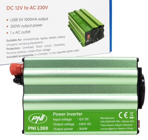 12V/230V feszültségátalakító Inverter PNI L300W