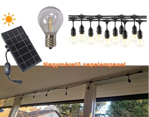 Napelemes fényfüzér Kültéri LED fényfüzér LL106SOL