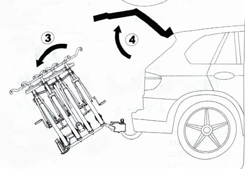 Autós kerékpártartó, kerékpárszállító vonóhorogra, Dönthető TB-006D4 LED