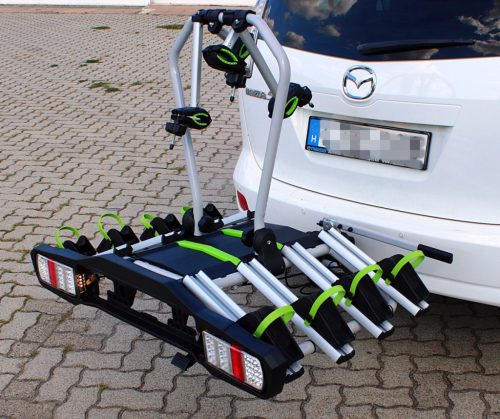 Autós kerékpártartó, kerékpárszállító vonóhorogra, Dönthető TB-006D4 LED