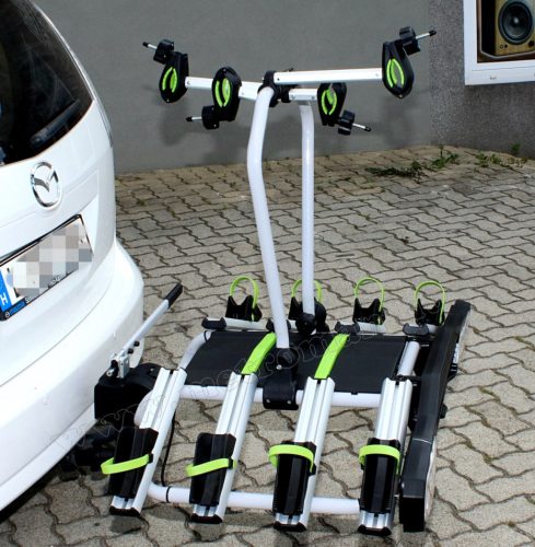 Autós kerékpártartó, kerékpárszállító vonóhorogra, Dönthető TB-006D4 LED