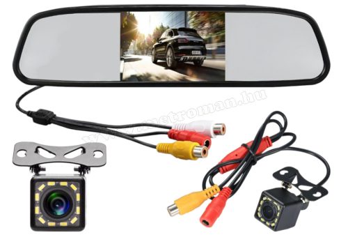 Tolatókamera szett 4,3"-os LCD tükör monitorral, M0082LCD-M0197P-LED