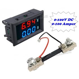   Beépíthető digitális Volt és Ampermérő Sönt ellenállással 0-100V 100A M0100AVDC